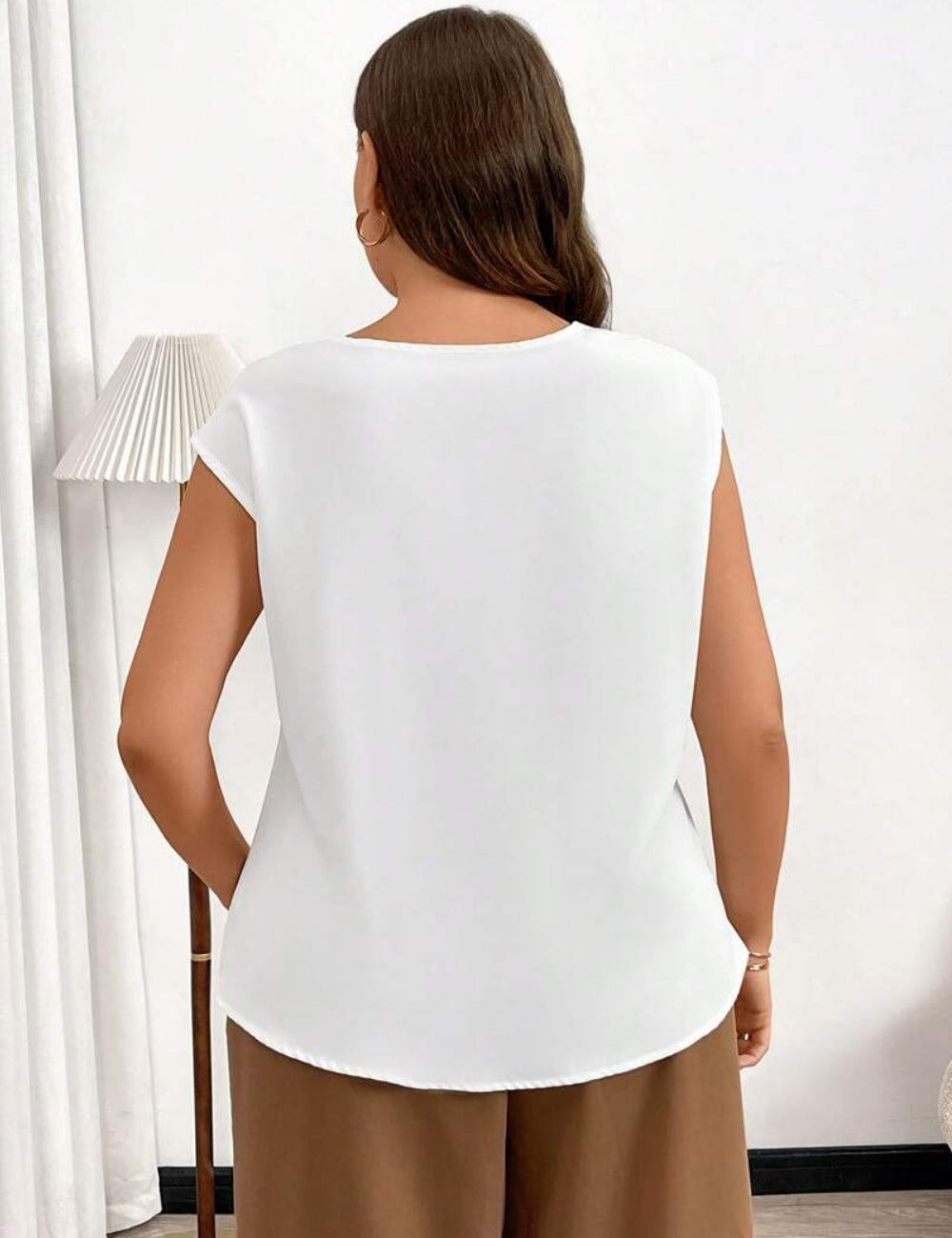Shein Curve+ rövid ujjú ing, fehér