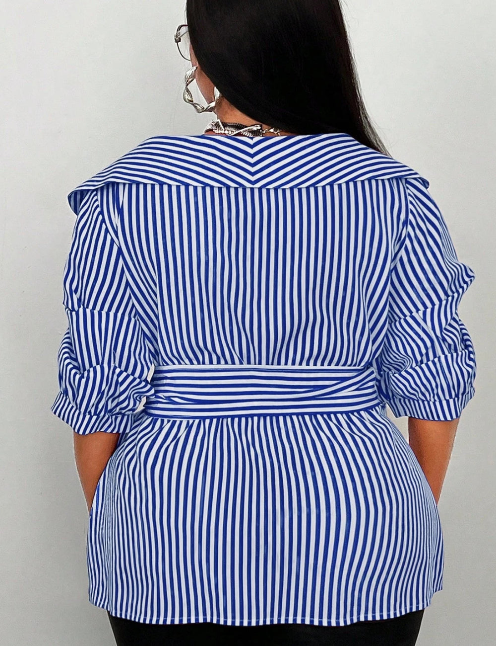 Shein Curve+ rövid ujjú ing, kék