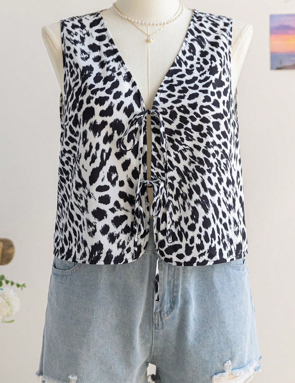 Shein Curve+ rövid ujjú ing, többszínű