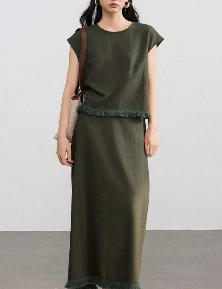 Shein DAZY LESS rövid ujjú ing, khaki