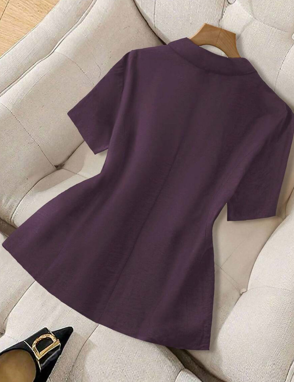 Shein Curve+ lila rövid ujjú ing