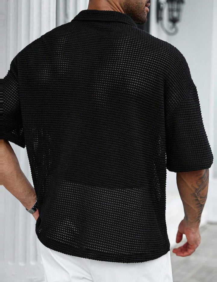 Shein MANFINITY rövid ujjú ing, fekete
