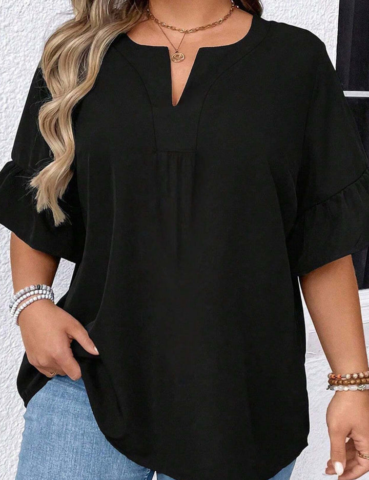 Shein Curve+ rövid ujjú ing, fekete