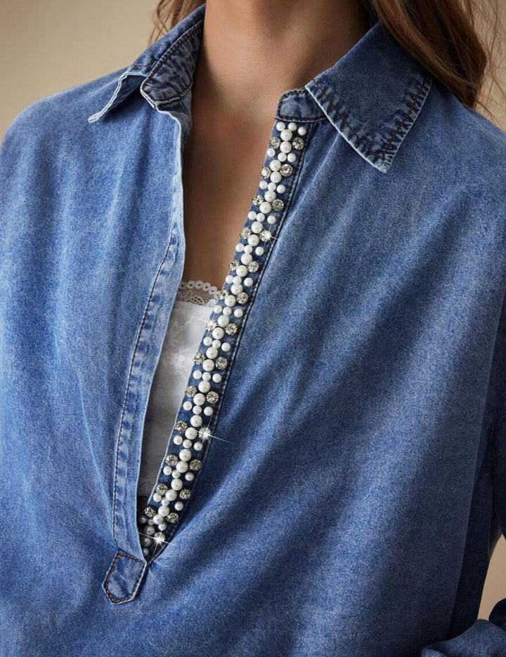 Cămașă de blugi SHEIN, albastru