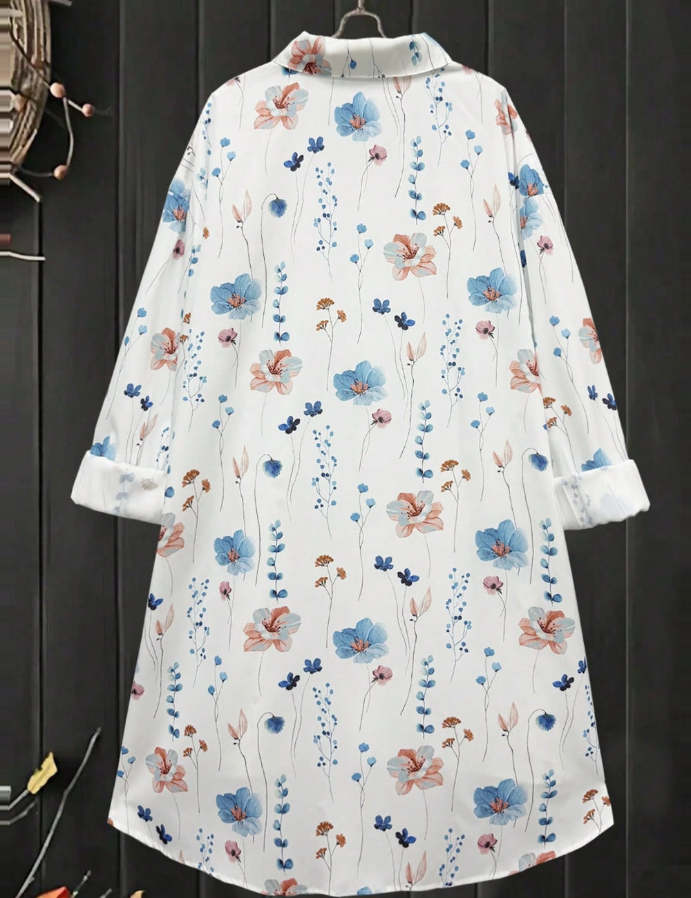 Shein Curve+ hosszú ing, fehér