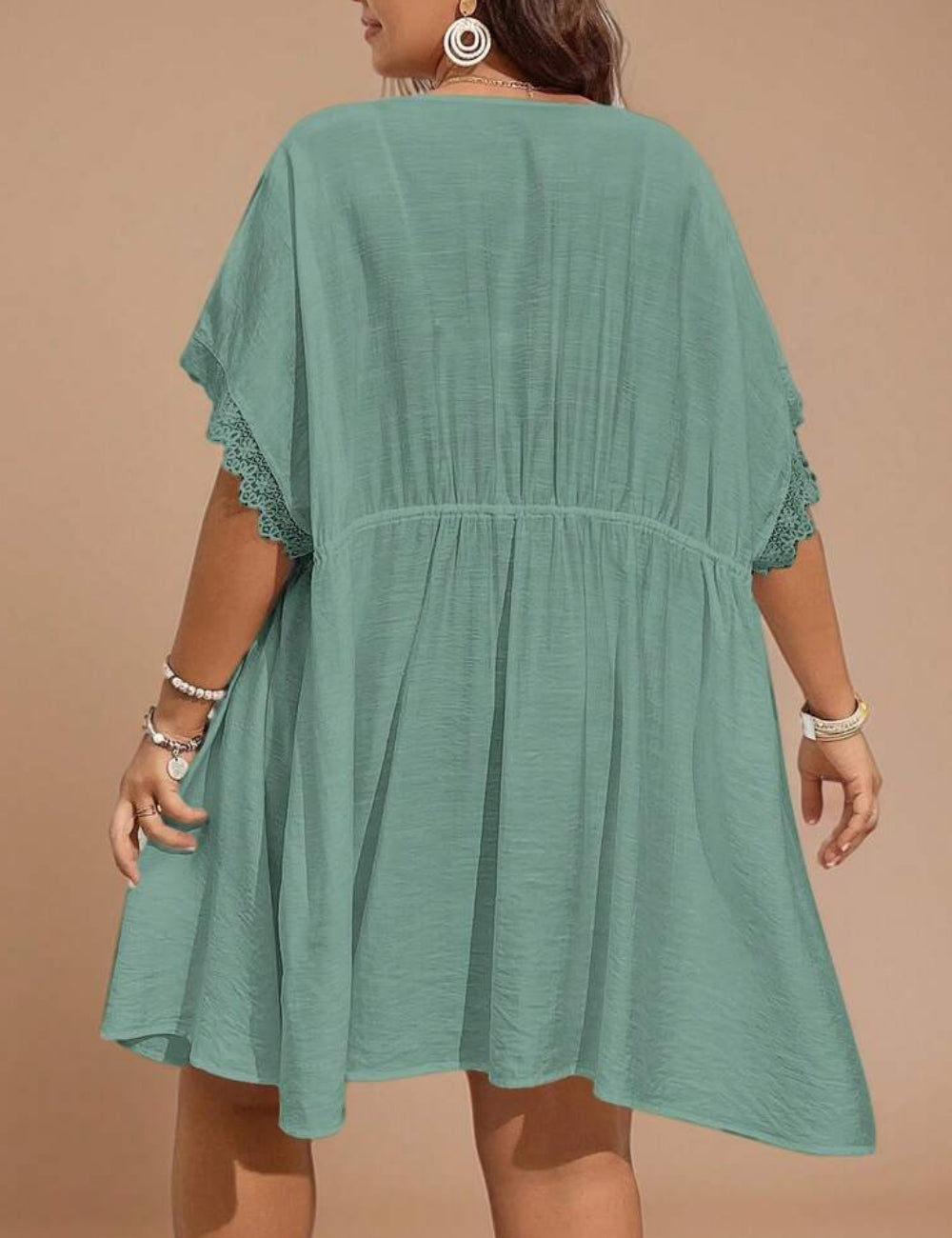 Shein Curve+ tengerparti kardigán, zöld
