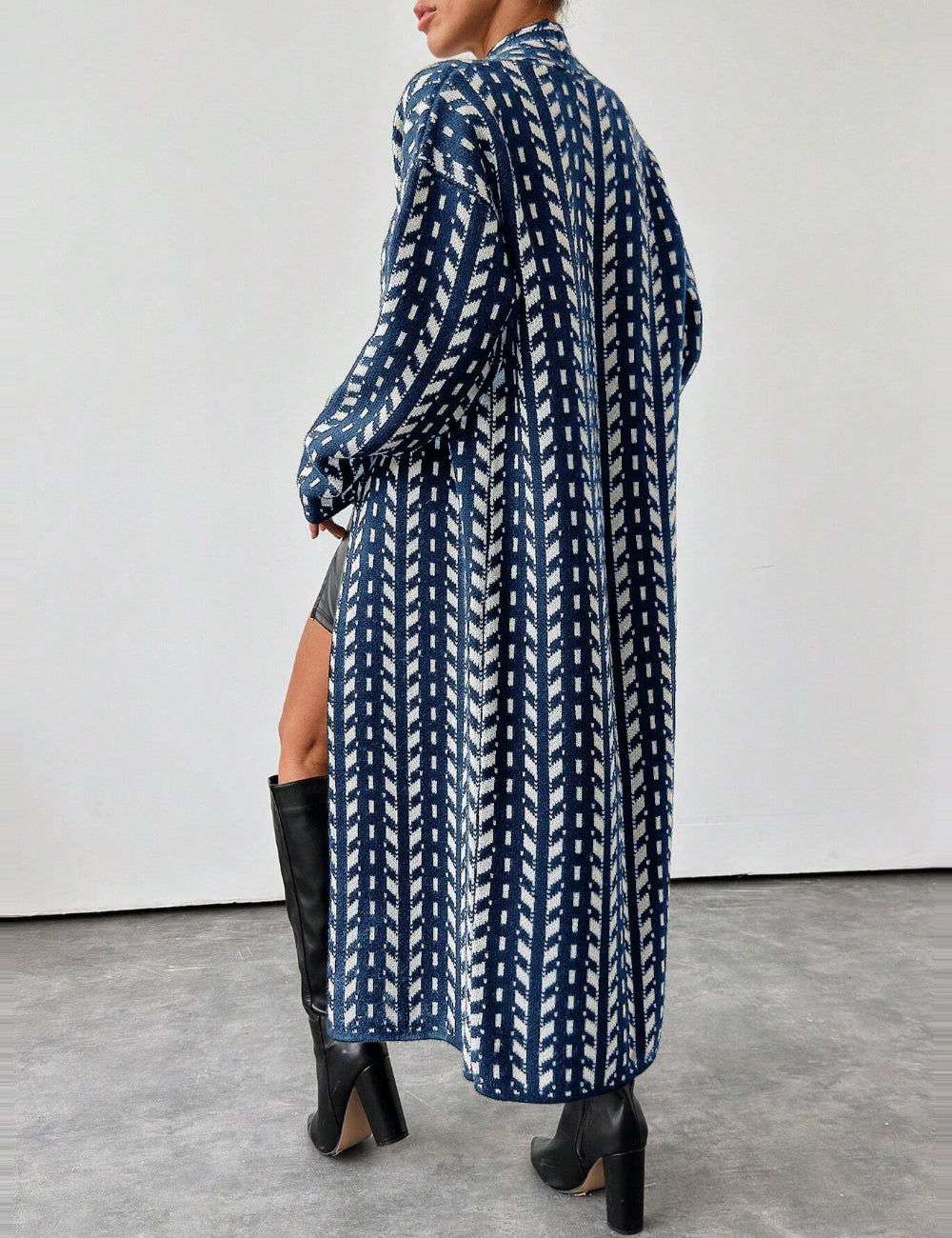 Cardigan lung Shein, albastru