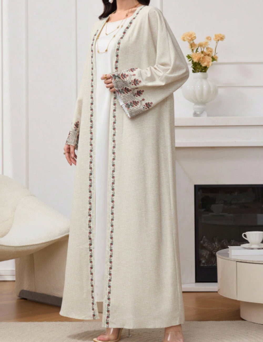 Cardigan lung Shein, bej