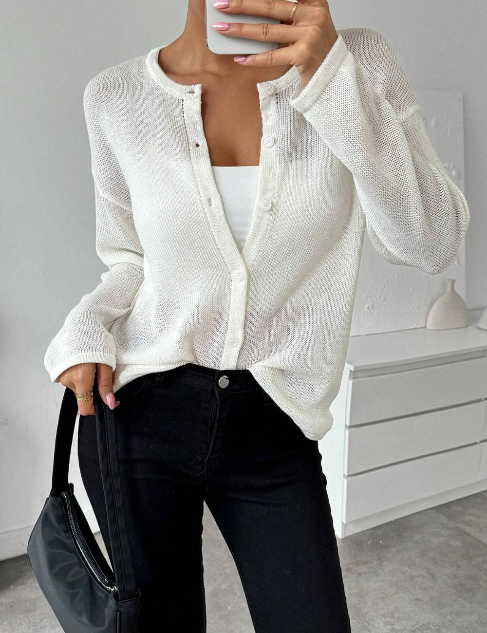 Cardigan Shein, fehér