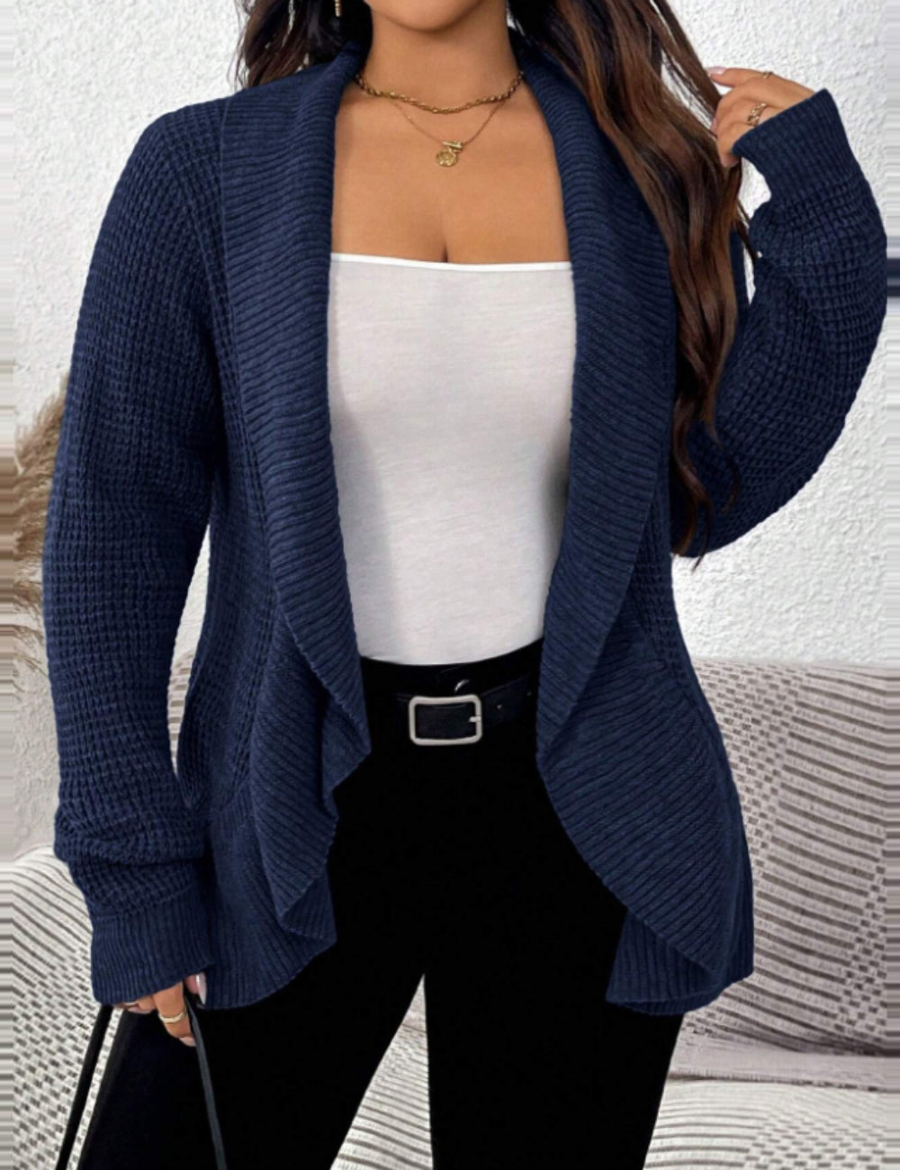Cardigan Shein Curve+, blue
