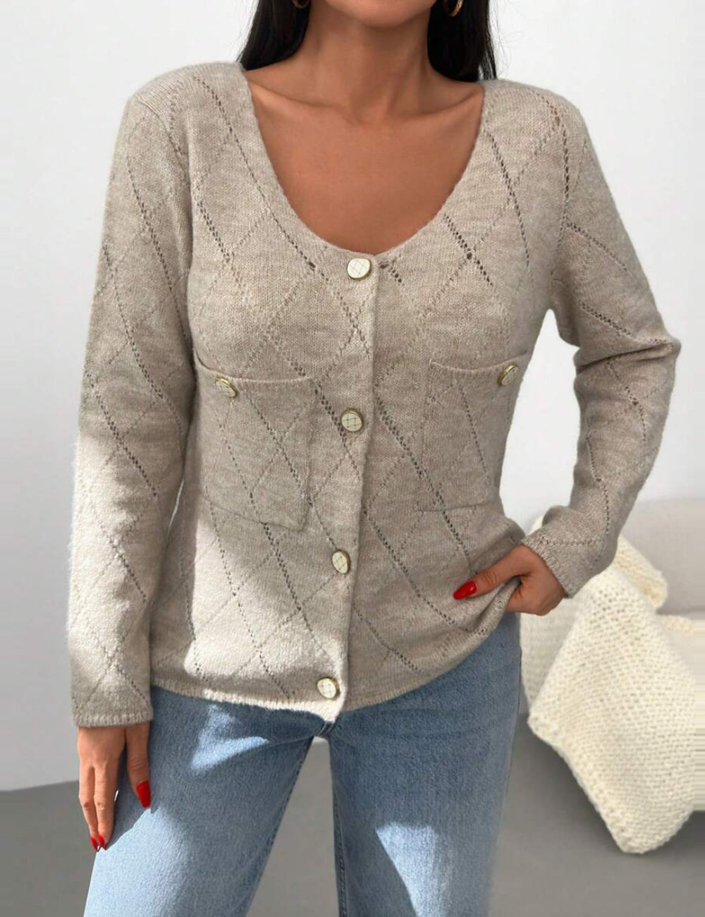 Cardigan Shein, crem