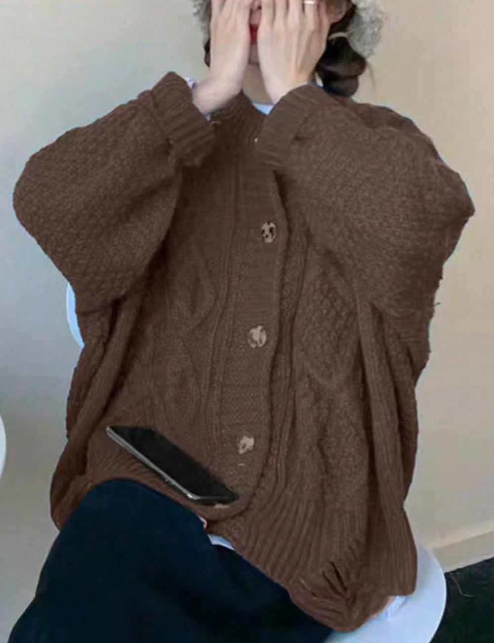 Shein kardigán, barna