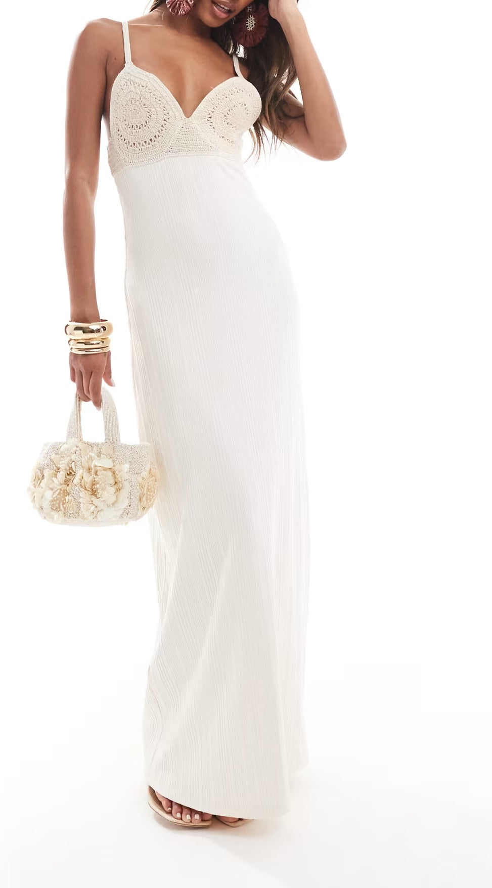 Rochie maxi ASOS, alb