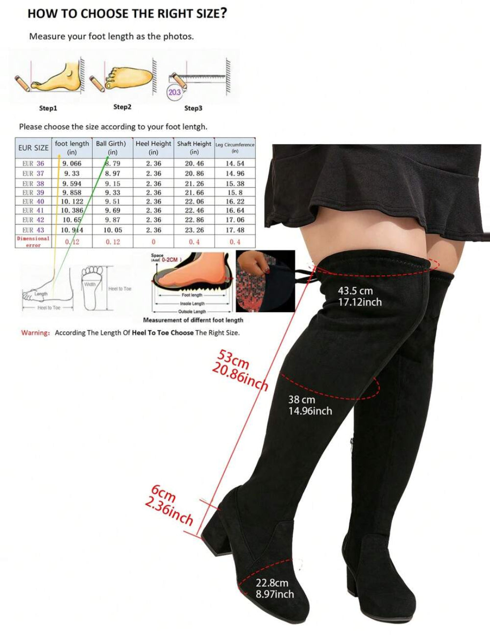 Cizme cu toc Shein, negru