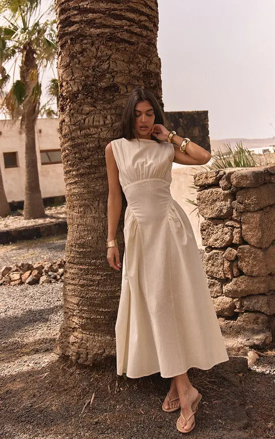 Rochie midi PRETTYLITTLETHING, crem