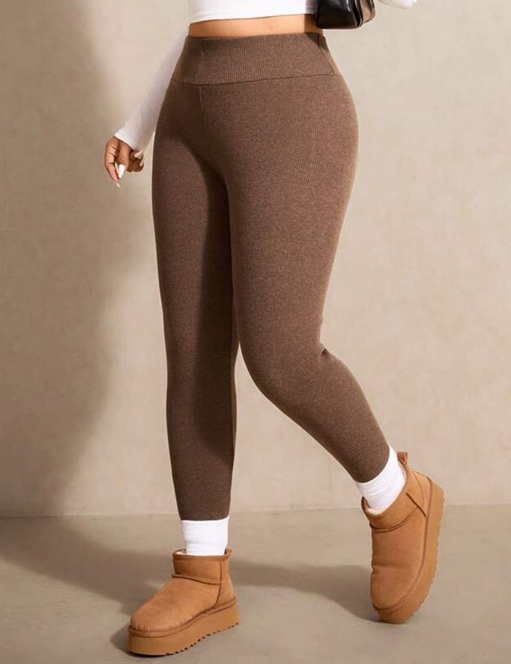 Shein Curve+ leggings, barna