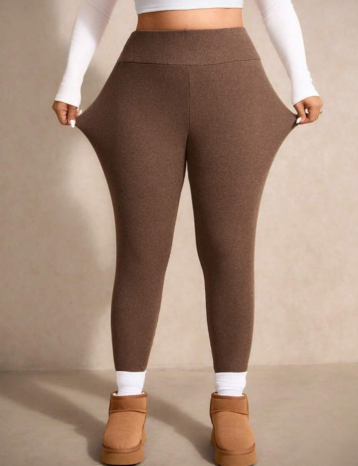 Shein Curve+ leggings, barna