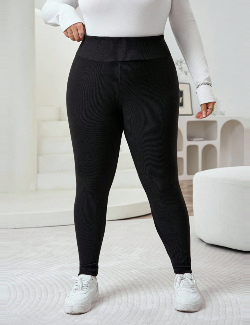 Shein Curve+ leggings, fekete