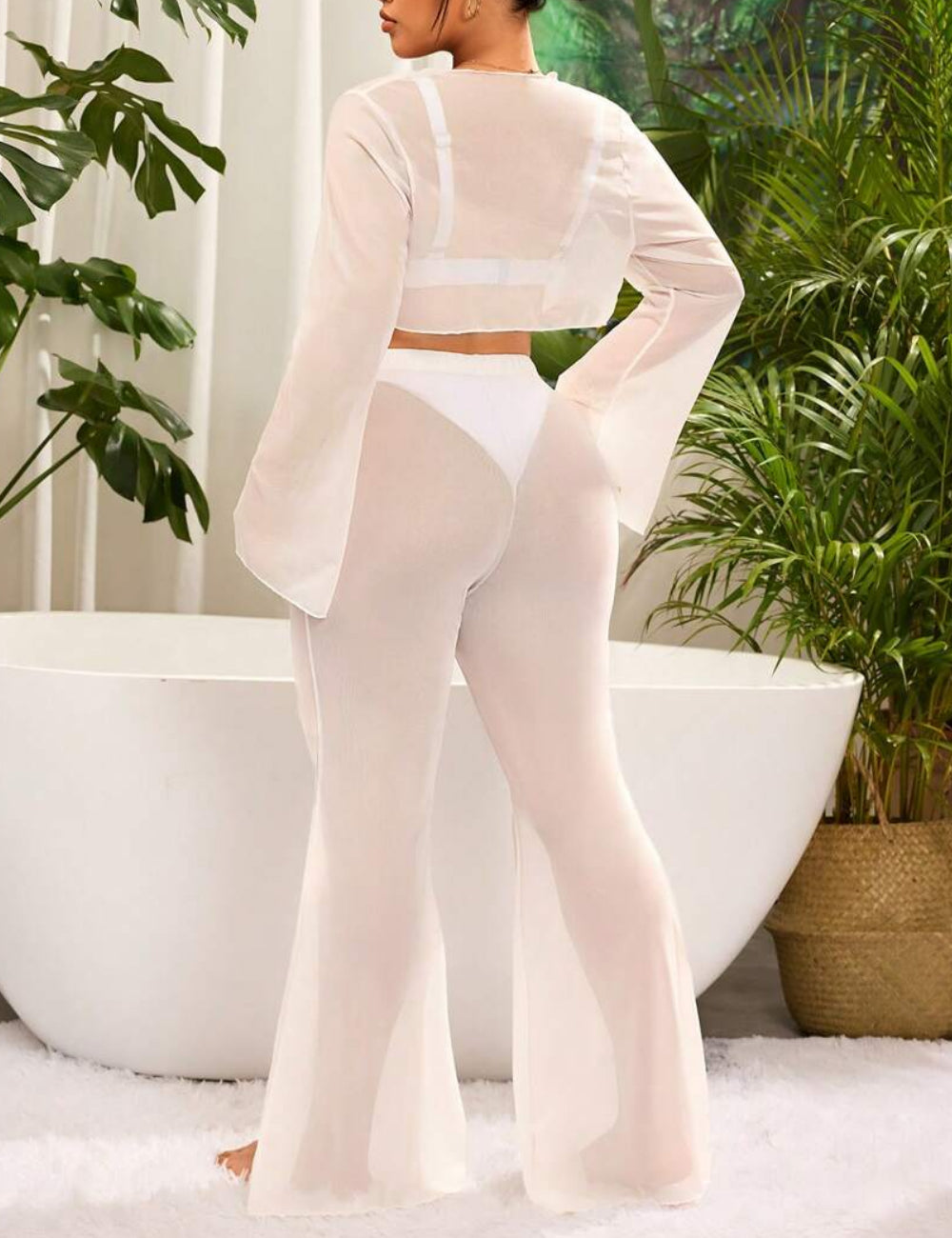 Shein Curve+ strandruha szett, fehér