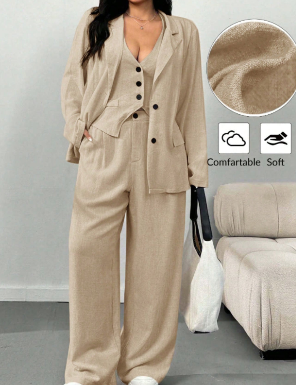 Shein Curve+ jumpsuit, bézs