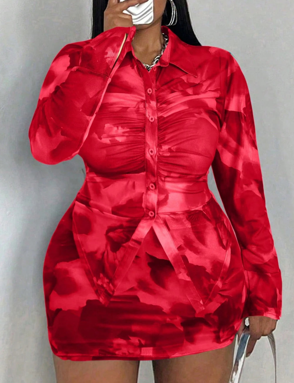 Shein Curve+ jumpsuit, red