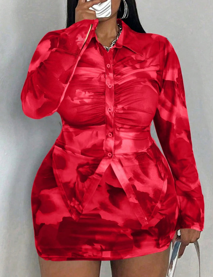 Shein Curve+ jumpsuit, red