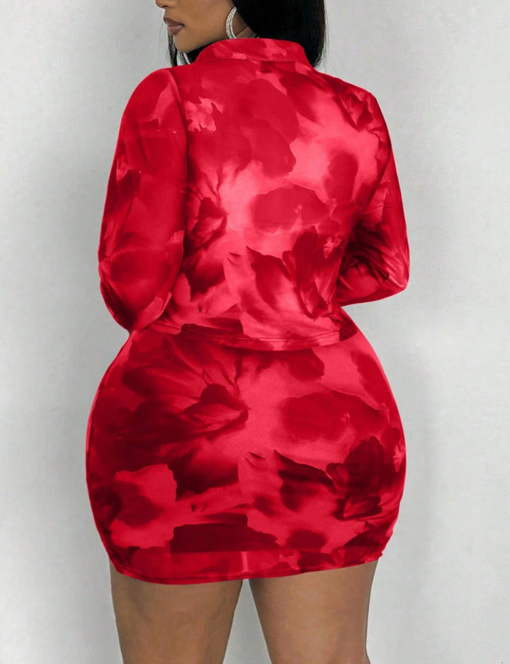 Shein Curve+ jumpsuit, red