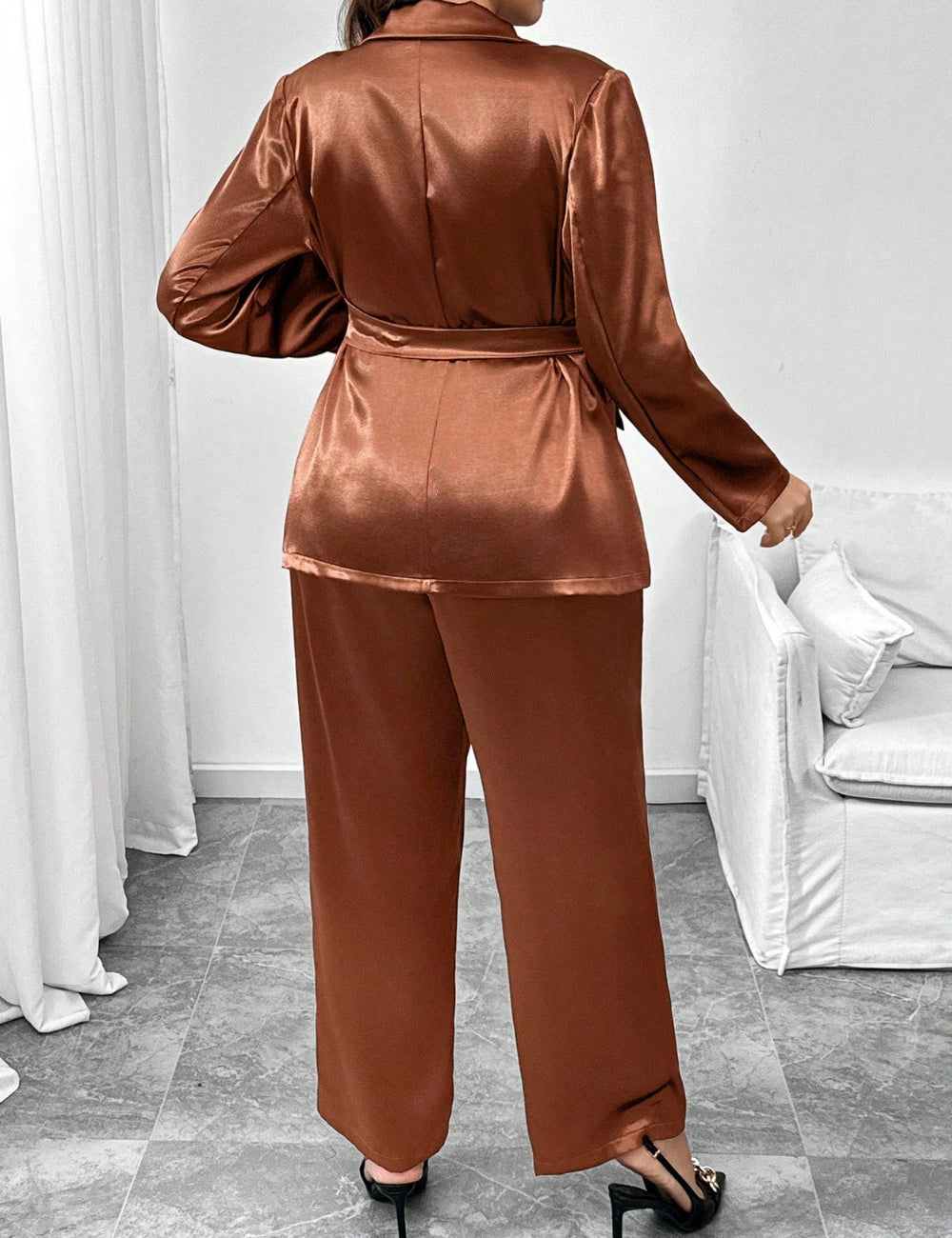 Shein Curve+ szett, barna