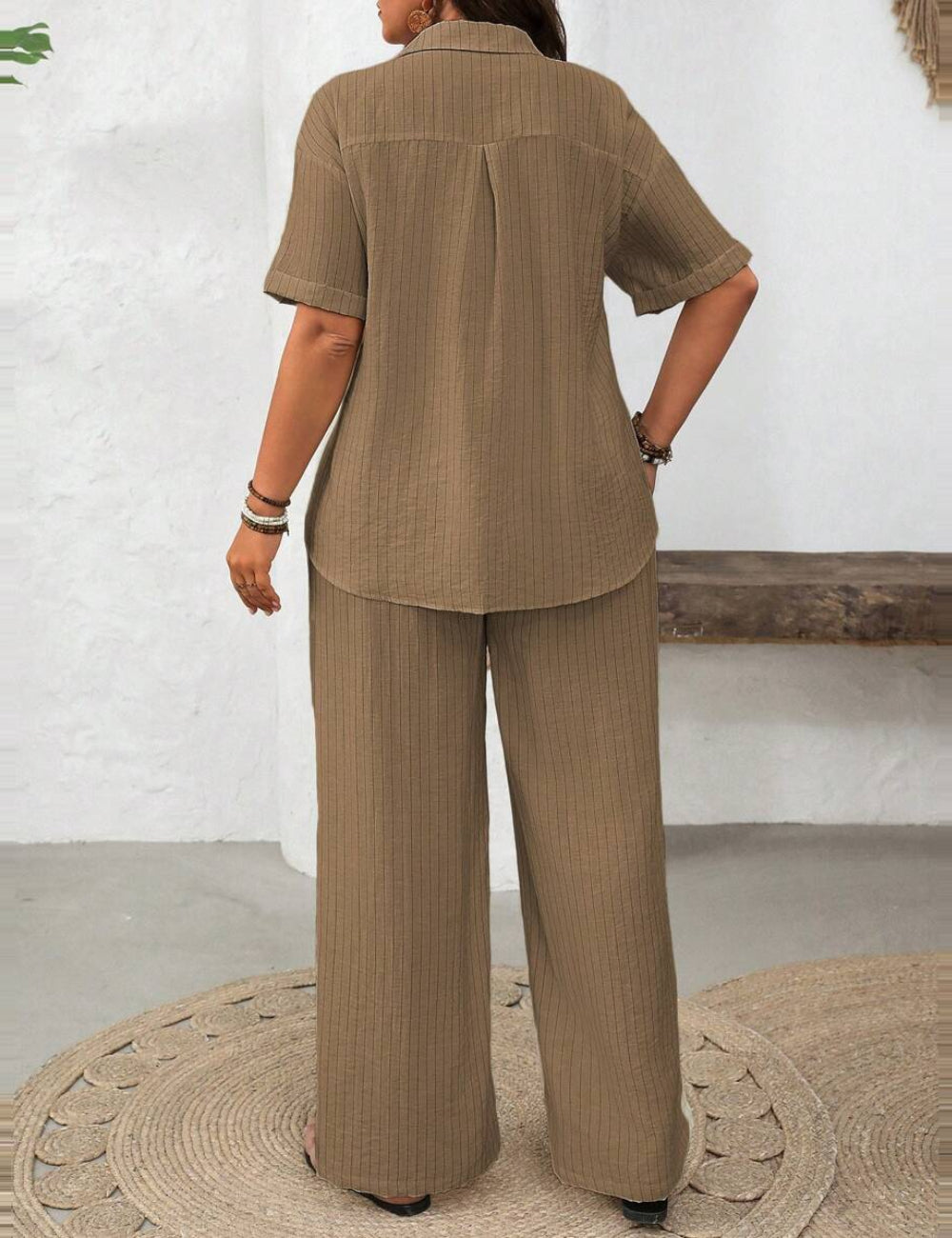 Shein Curve+ Szett, barna
