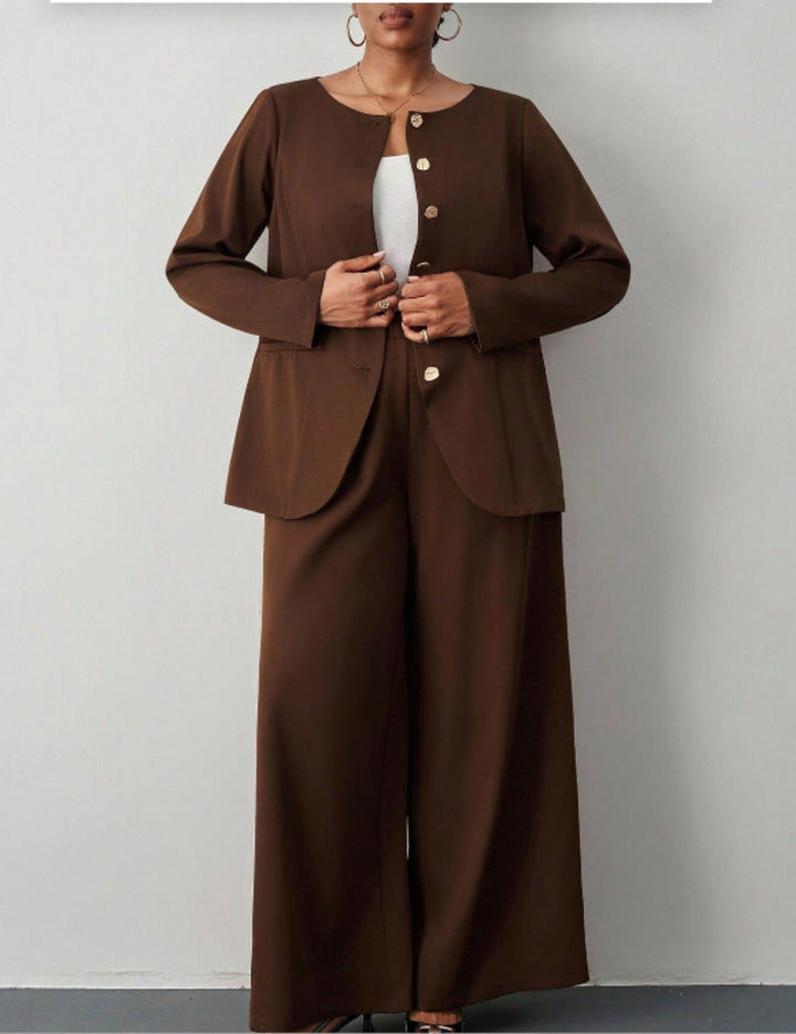 Shein Curve+ szett, barna