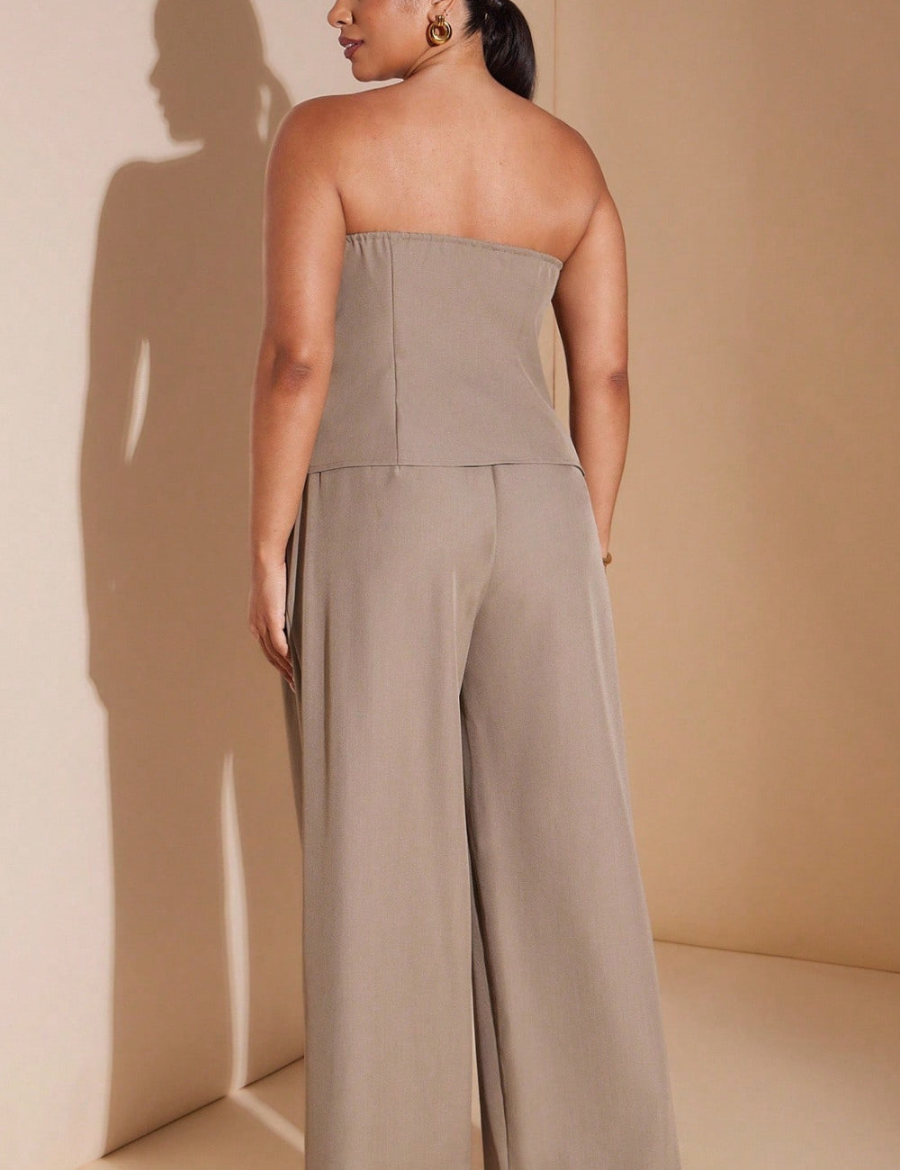 Shein Curve+ szett, barna