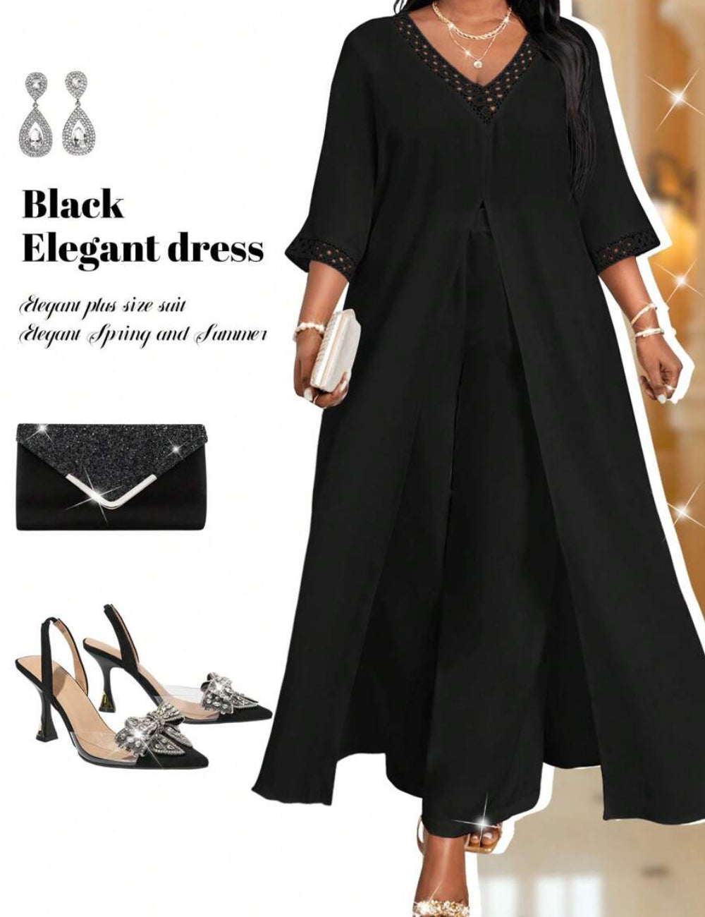 Shein Curve+ szett, fekete