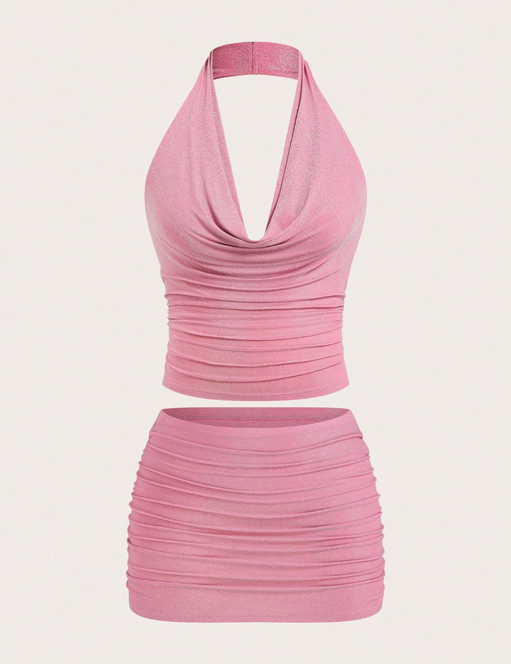Shein Curve+ jumpsuit, pink
