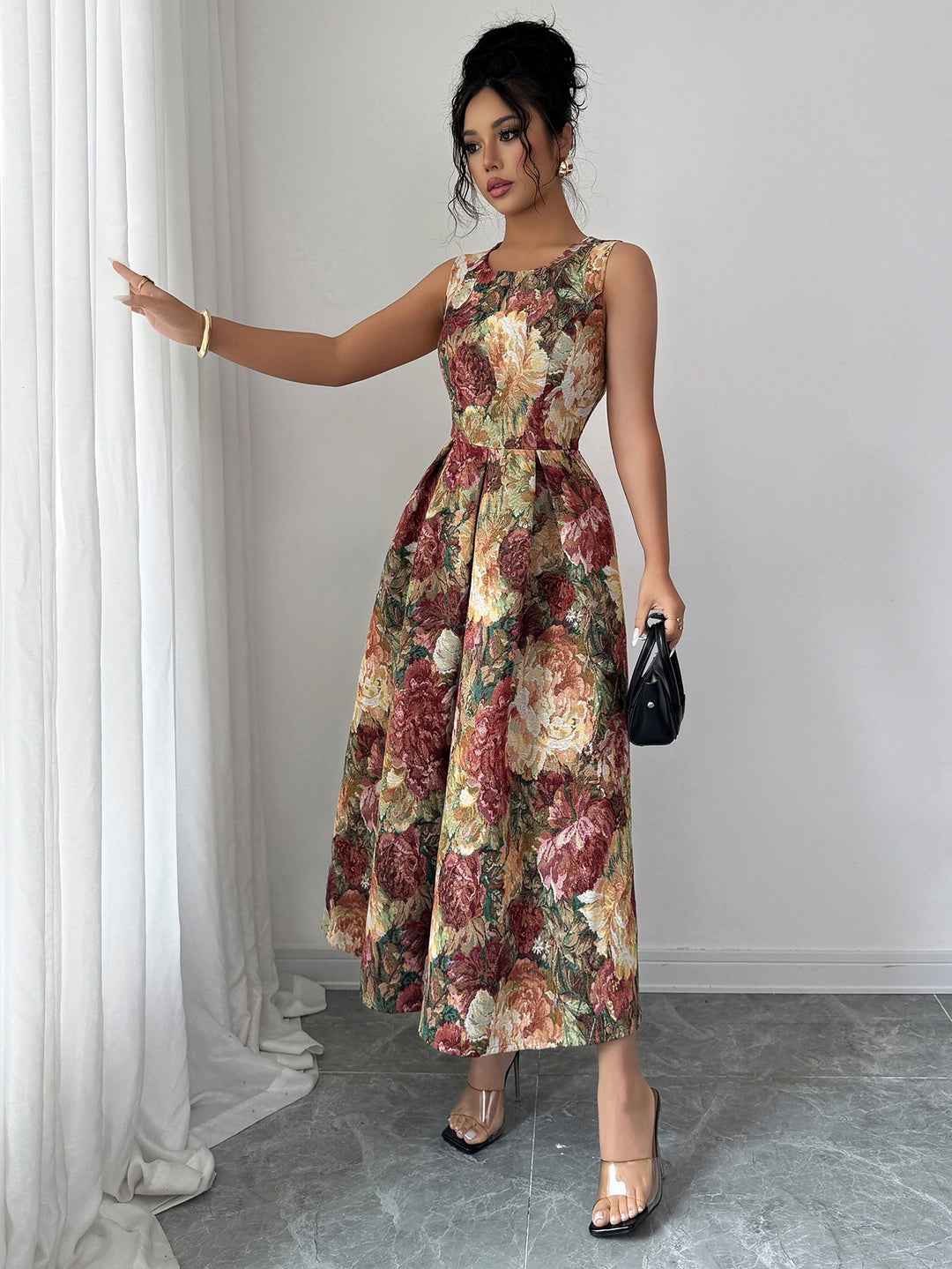 Rochie midi SHEIN, maro