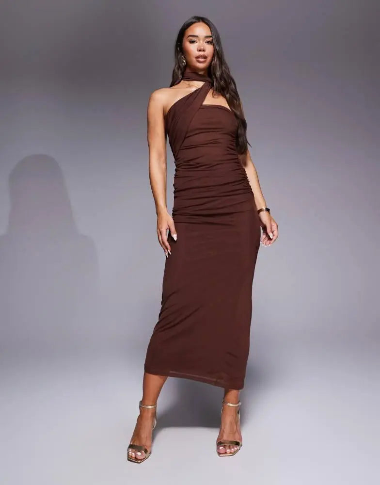 Rochie midi ASOS, maro