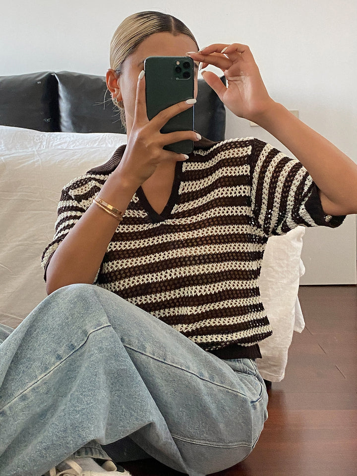 Tricou knit SHEIN, maro