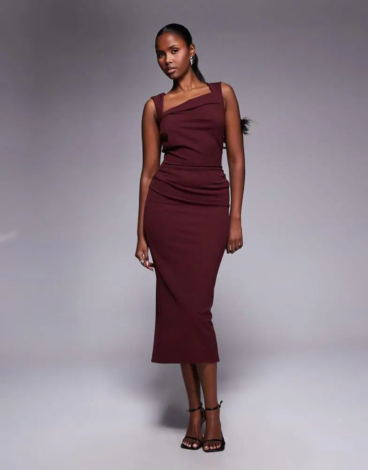 Rochie midi ASOS, vișiniu