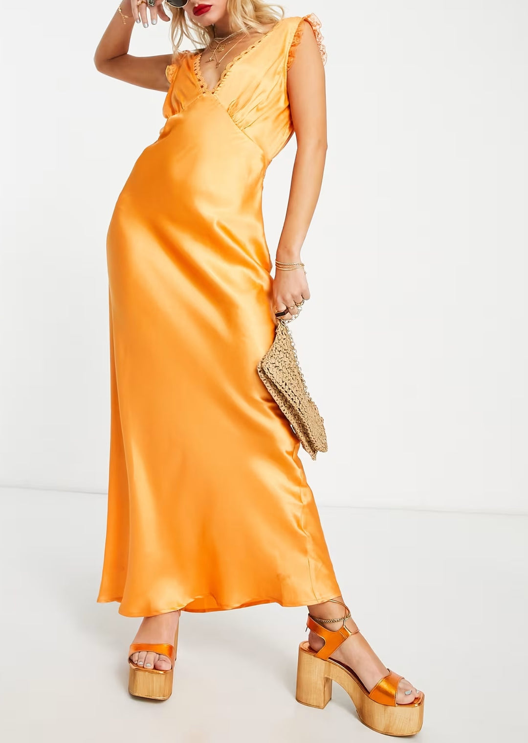 Rochie maxi Reclaimed Vintage, portocaliu