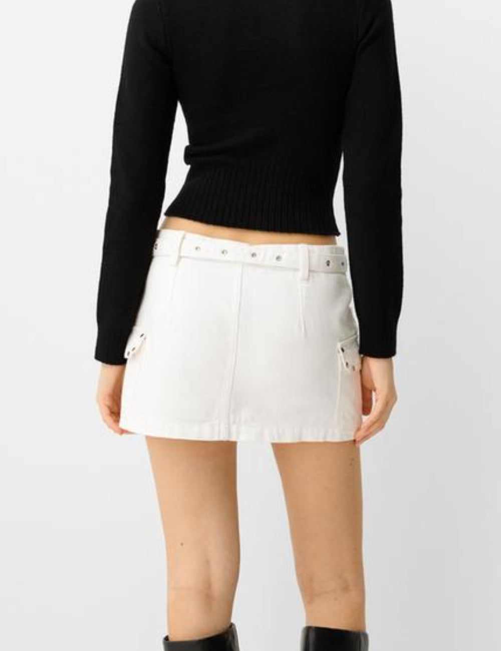 Bershka farmerhatású szoknya, fehér