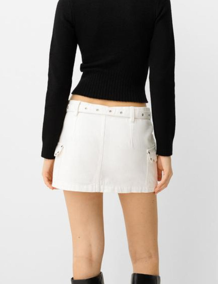Bershka farmerhatású szoknya, fehér