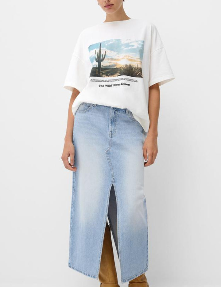 Bershka farmerhatású szoknya, kék