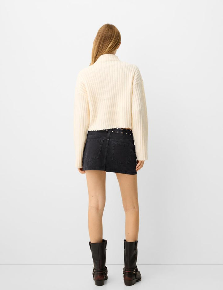 Bershka farmerhatású szoknya, fekete