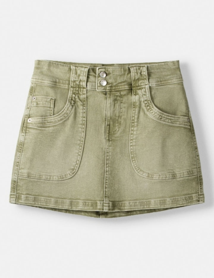 Bershka farmerhatású szoknya, zöld