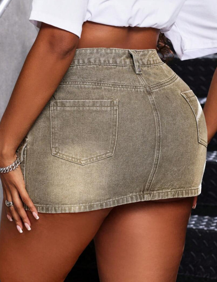 Shein Curve+ farmer szoknya, zöld