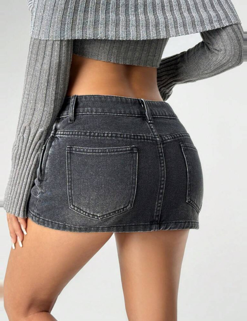 Shein farmer mini szoknya, szürke