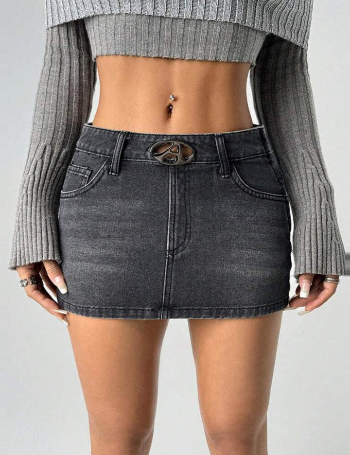 Shein farmer mini szoknya, szürke