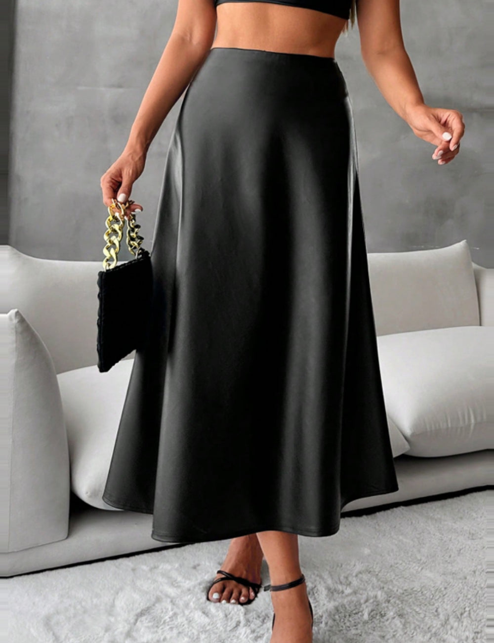 Shein Faux Leather Skirt, Black