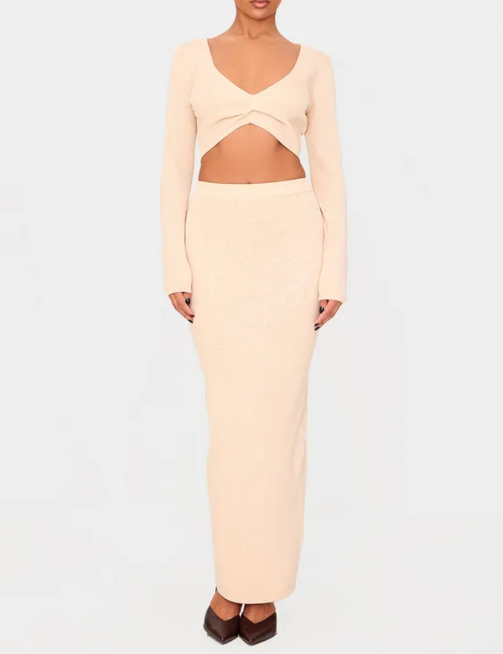 PRETTYLITTLETHING Maxi szoknya, bézs