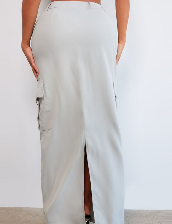 PRETTYLITTLETHING szürke maxiszoknya