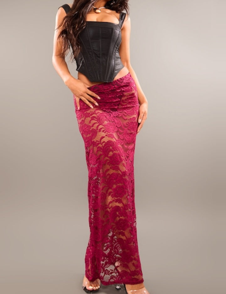 PRETTYLITTLETHING maxi szoknya, bordó